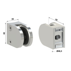 Svorka na trubku ø 48,3 mm, sklo 6 - 10,76 mm, AISI 304 Svorka na trubku ø 48,3 mm, sklo 6 - 10,76 mm, AISI 304